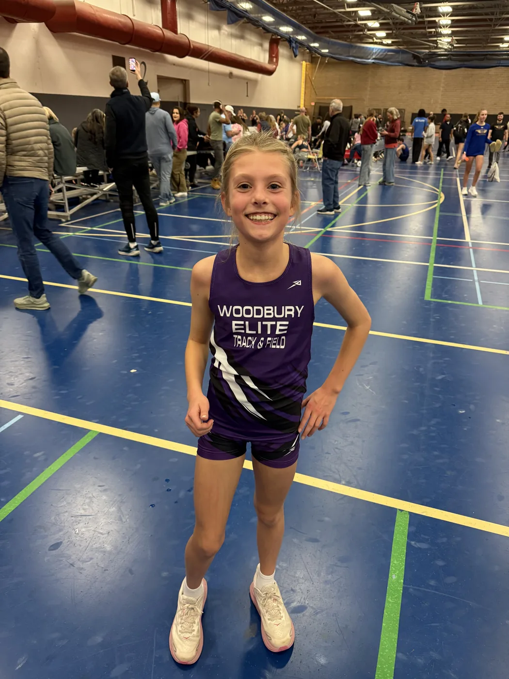 Woodbury Elite athlete at an indoor competition