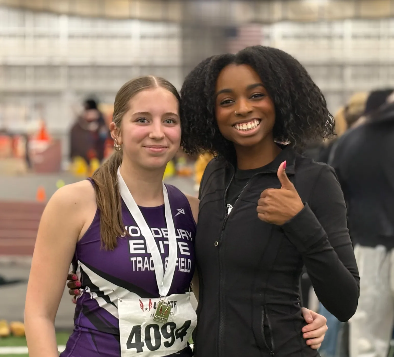 Woodbury Elite coach and athlete after a competition